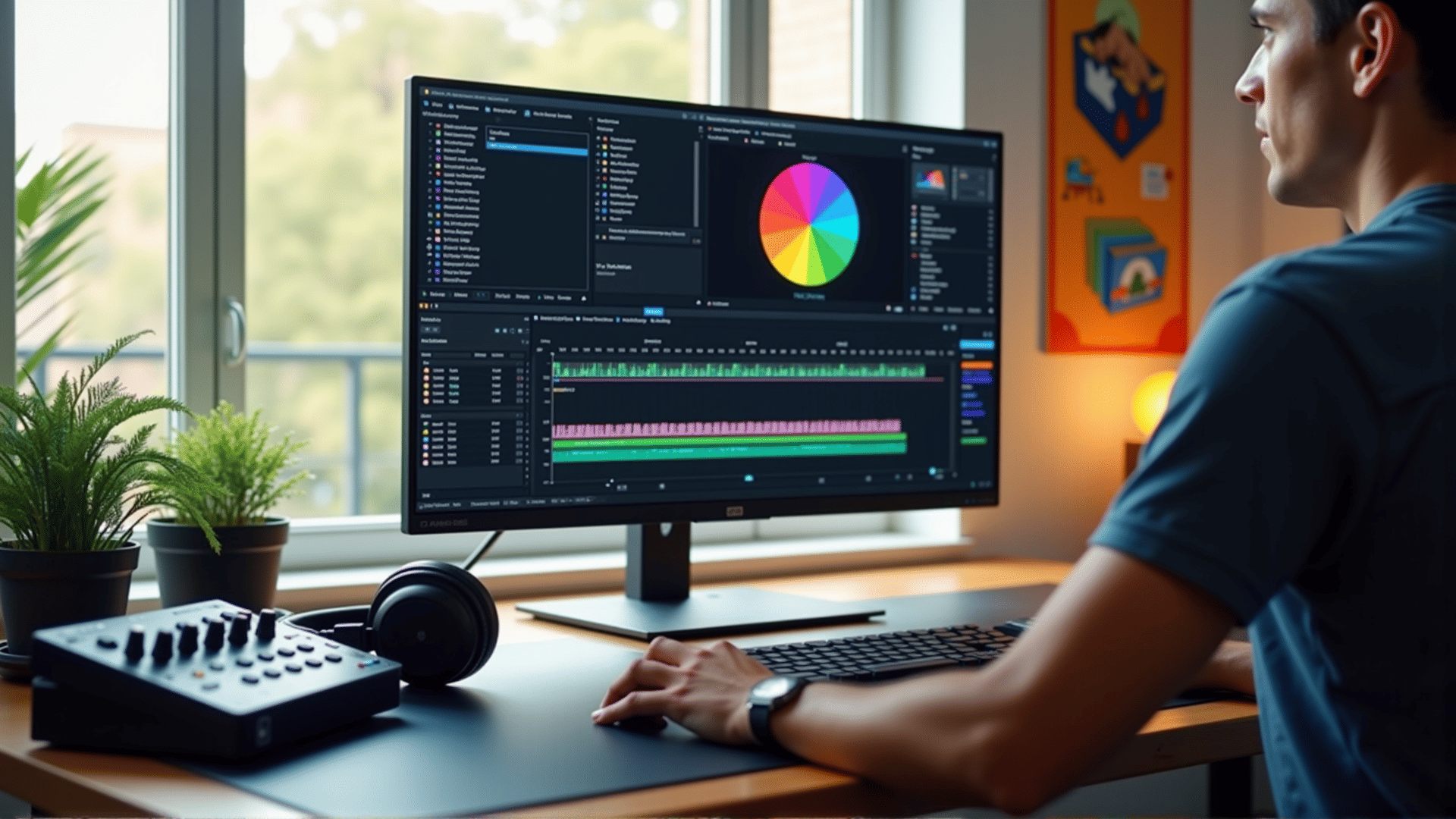 Color wheel and editing timeline