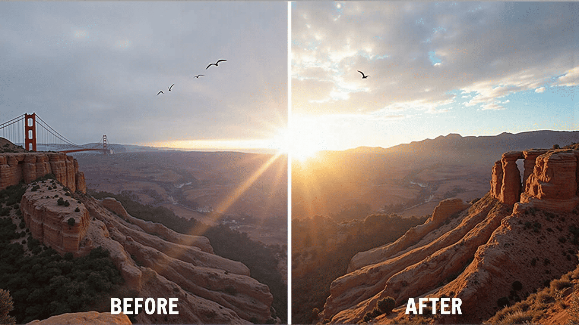 Visual effects before and after